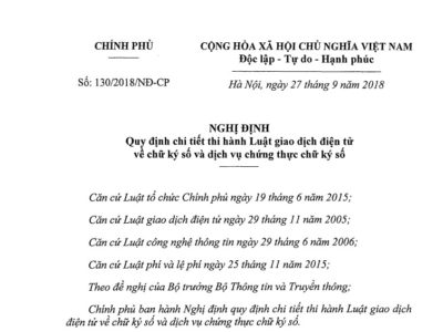 Nghị định 130/2018/NĐ-CP ngày 27/9/2018